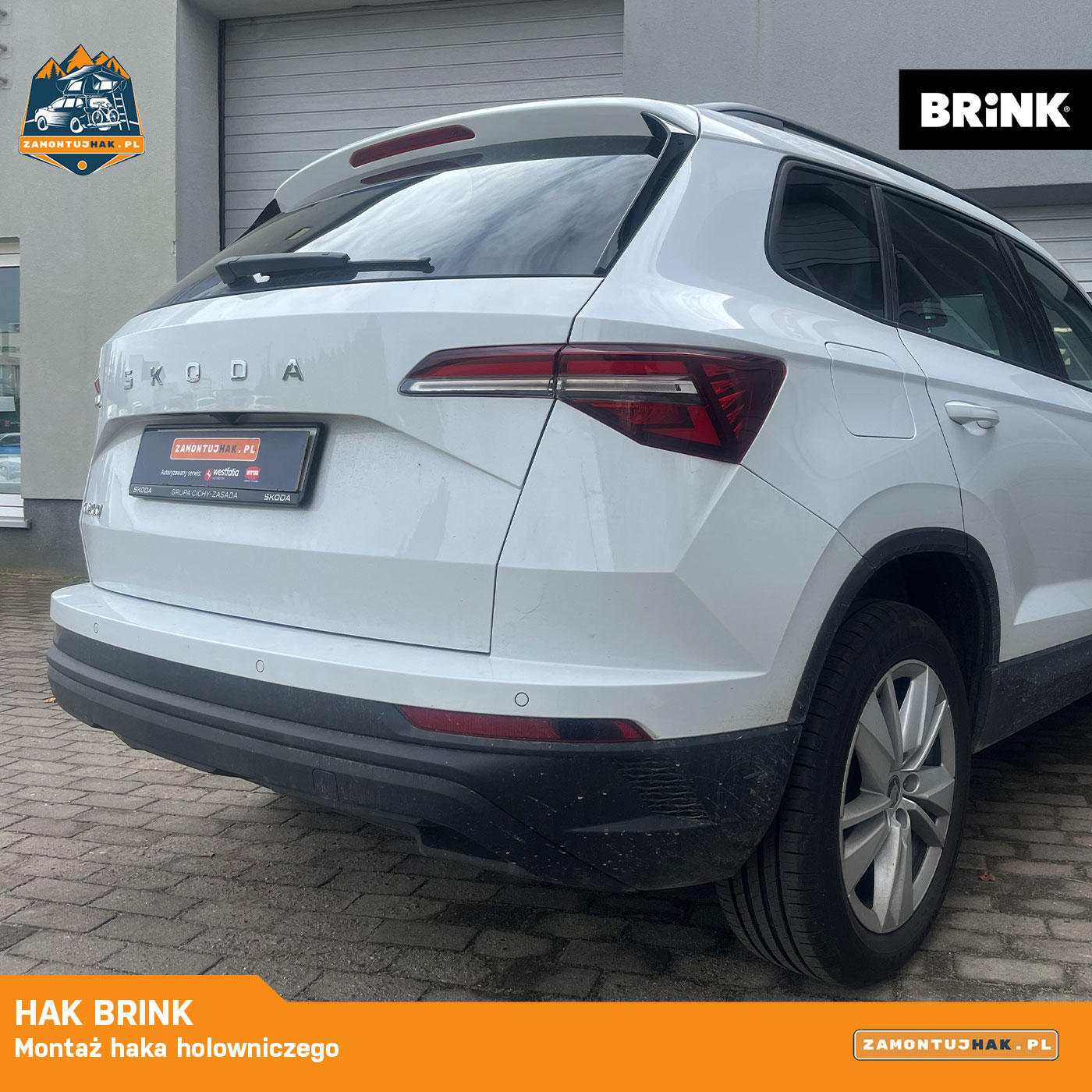 Skoda Karoq po wypięciu kuli haka Brink widok od tyłu